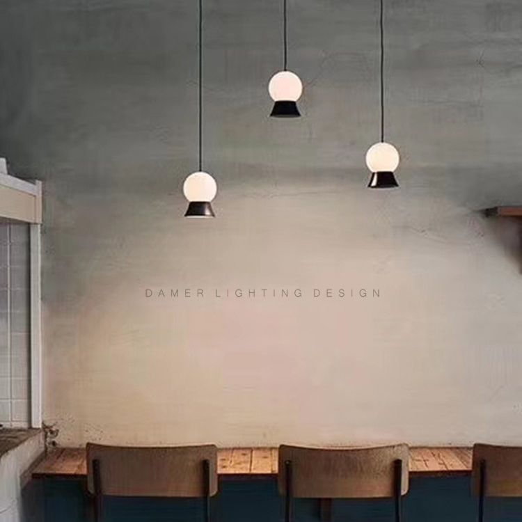 Mini Ball LED Coste Simplicidad White Glass 1 Bulbo Cena colgando Luz en negro