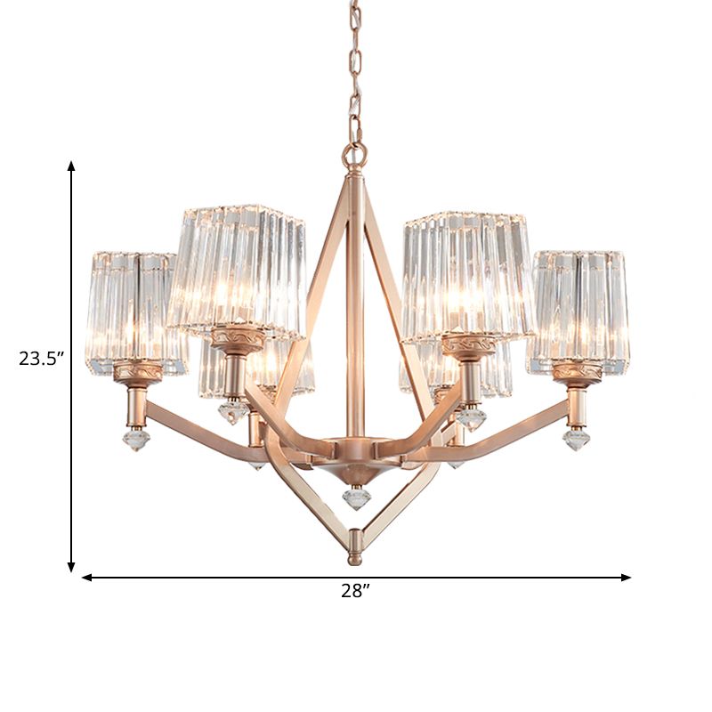 Crystal Prism Roségold Hanglampe Kubik 6 Lichter moderner Kronleuchter für Hotel