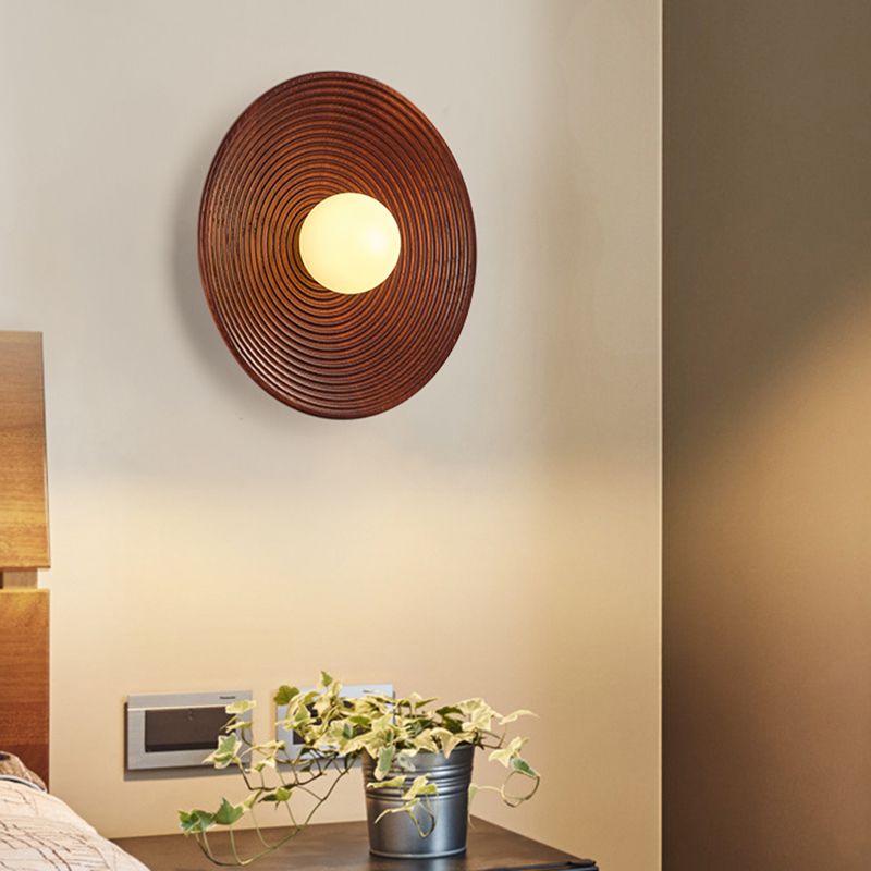 Modern Simple Wooden Wall Light Circle Shape Wall Lamp for Living Room