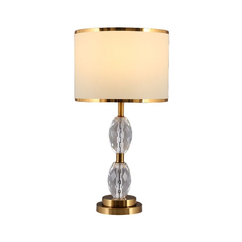 1 tête à cristal clair avec un tissu à tambour tissu lampe de chevet de salle traditionnelle en rouge / beige