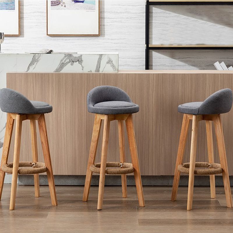 Rubberwood Solid Wood Bar Stool Indoor Upholstered Swivel Bar Stool