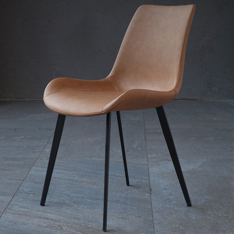 Contemporary Side Chair Metal Solid Back Dining Room Chair for Brasserie