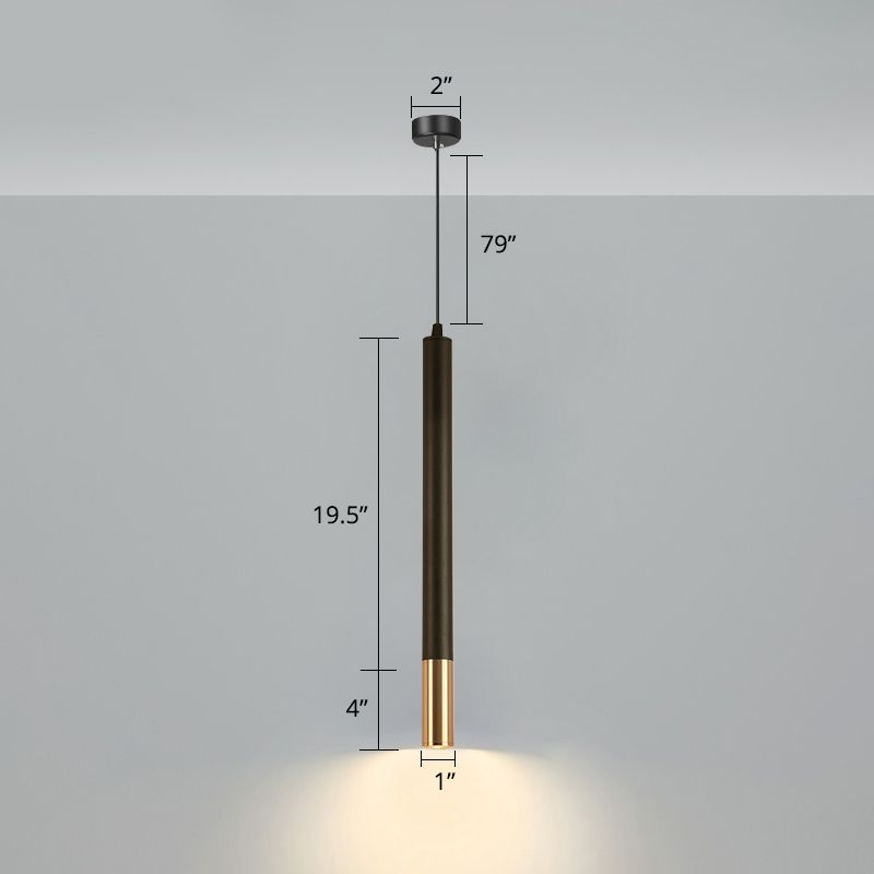 Simplicité Tube LED suspension de lampe suspendue en métal suspension Pendante Lumière en noir