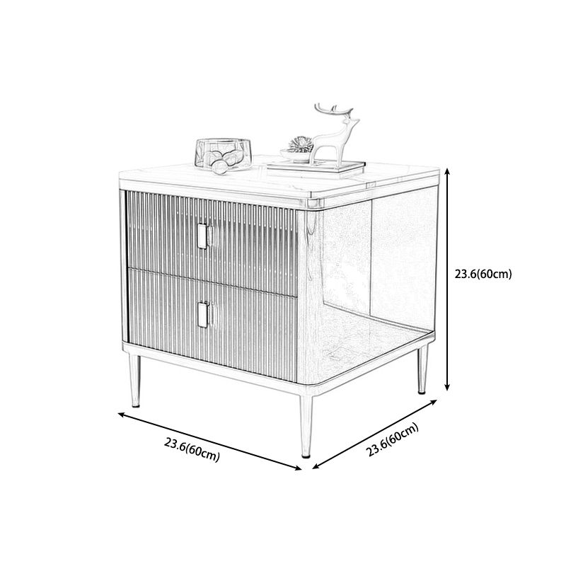 Gorgeous Wood Four-Leg Side Table with Two Drawers for Living Room
