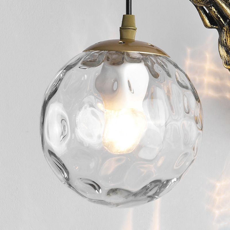 Simplicity Style Glass Orb Wall Lamp Creative Mermaid Shaped Single Bulb Metal Sconce Light for Staircase Corridor
