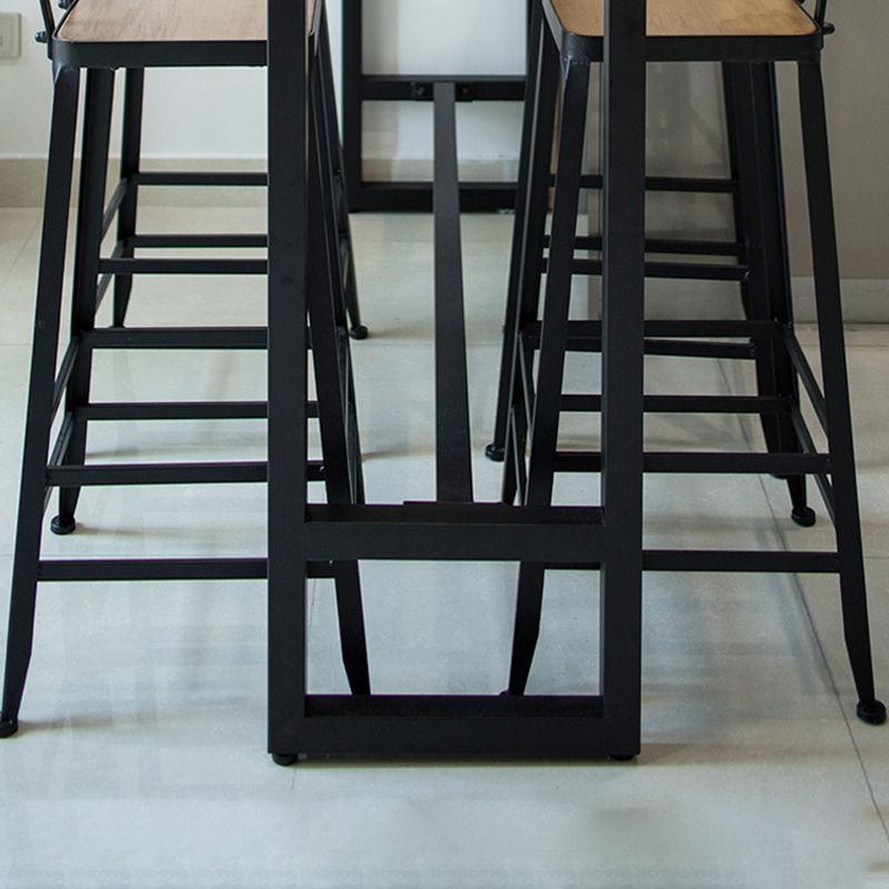 1/5 Pieces Industrial Rectangular Pub Table Set Wooden Counter Table with High Stools