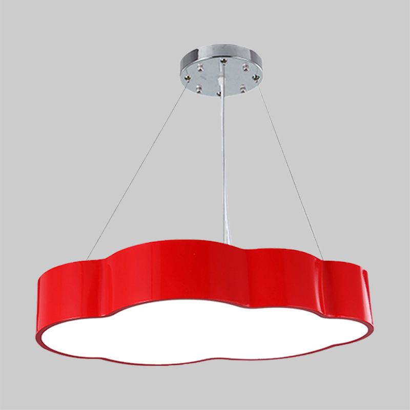 Modernist Cloud Suspension Lighting Acrylic LED Playroom Ceiling Chandelier in Red/Yellow/Green