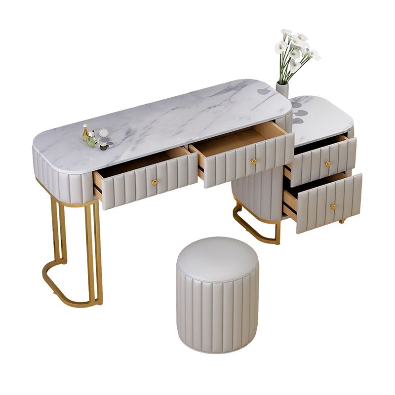 Glam 4 Drawer Makeup Vanity Set Slate Top Vanity Dressing Table