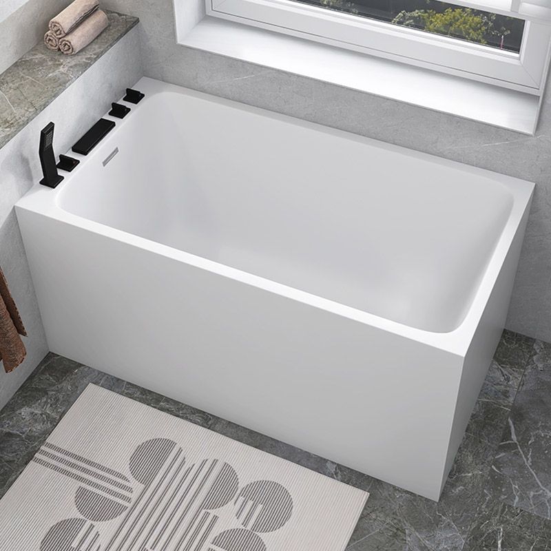 Modern White Acrylic Rectangle Bathtub Back to Wall with Drain Bath Tub