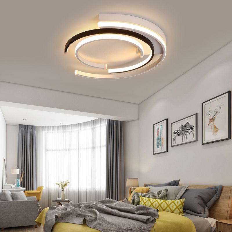 Luminaire encastré circulaire moderne en acrylique pour chambre à coucher, luminaire LED en noir et blanc
