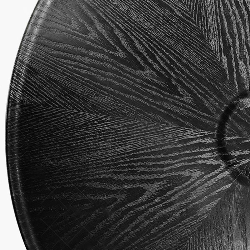 Modern Style Wood Table with Round Black Metal Abstract Base Coffee Table