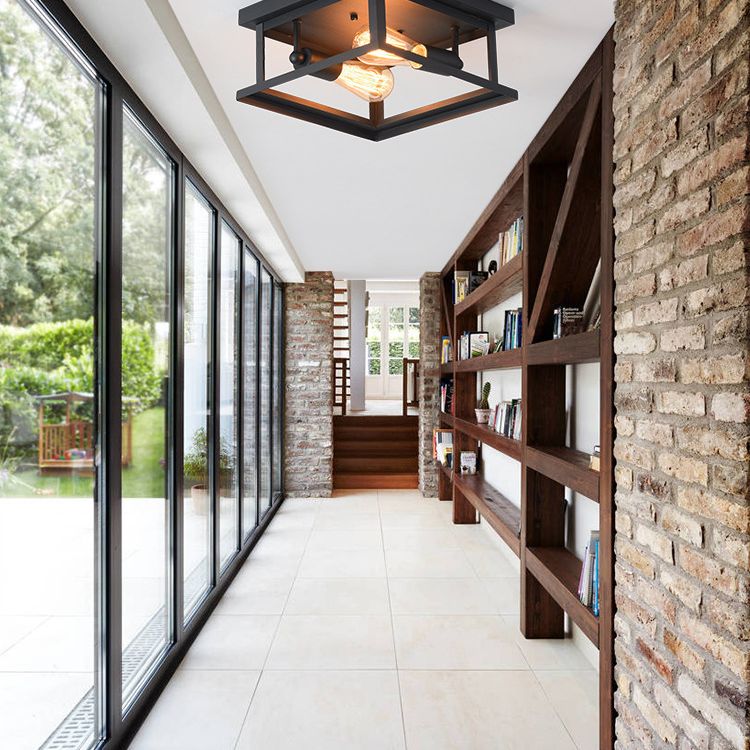 Square Flush Mount Ceiling Light Nordic Industrial Style Metal Ceiling Mount Chandelier for Hallway