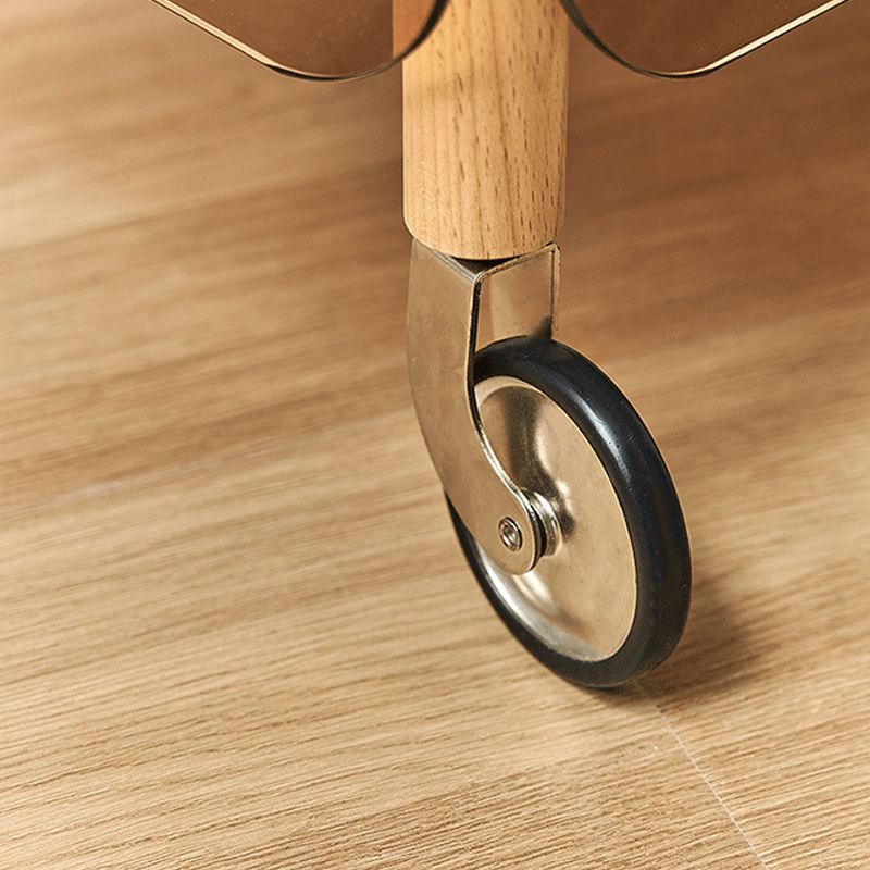 Wooden Side Table Tray Top Side End Table with Wheels in Brone