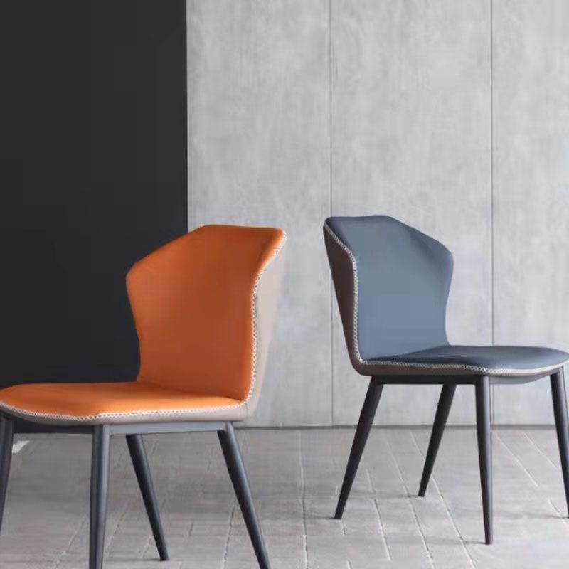 Silla de comedor de cuero contemporánea con respaldo lateral para sala de conferencias
