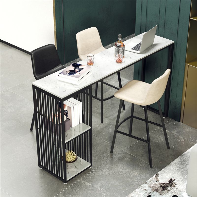 Glam Rectangle Bistro Set 1/3/4 Pieces Marble Pub Table with Solid Back Stools