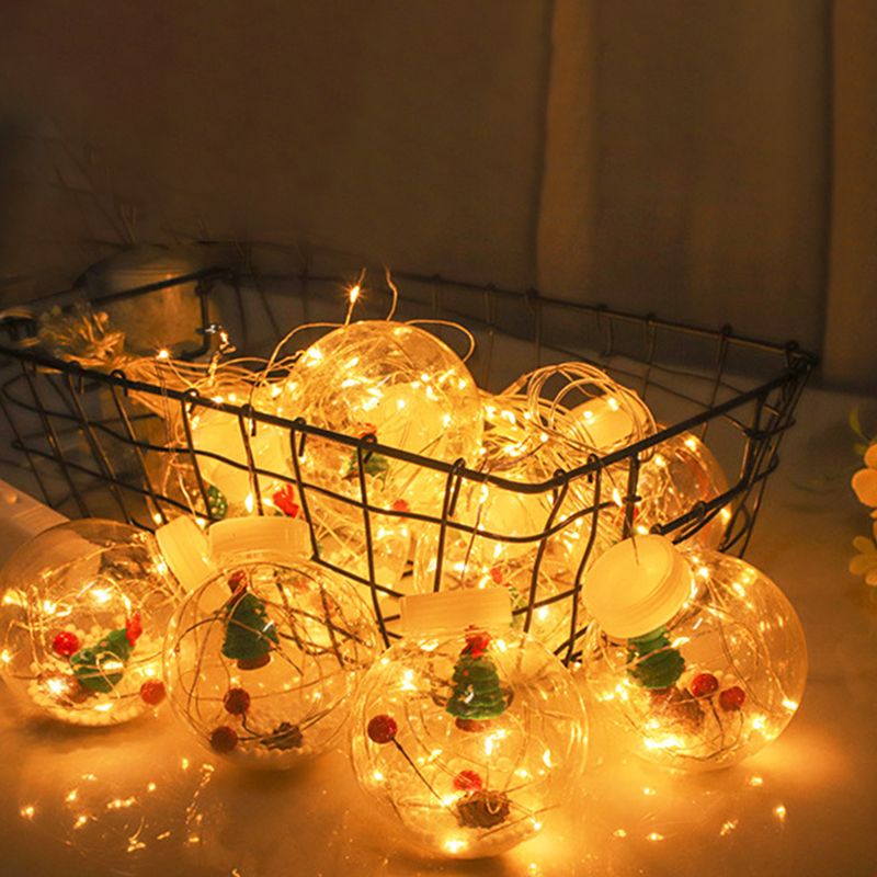 Nordic Wishing Ball String Lamp Plastic 12-Lights Indoor Curtain Lights in Clear