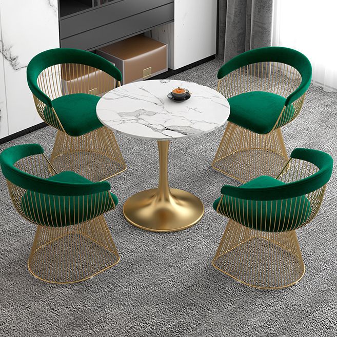White Stone Top Table for Home Traditional Luxury Round Dining Table
