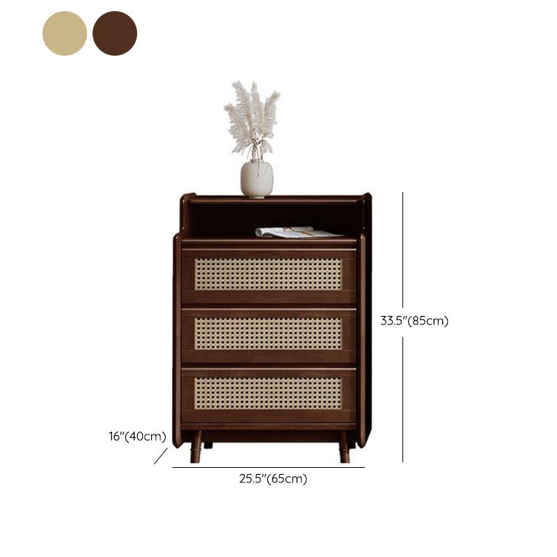 25.6" W Rattan Accent Chest in Rubberwood with Storage Drawers