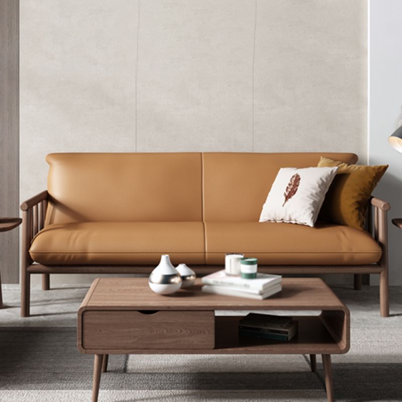 Mid-Century Modern Faux Leather Sofa 29 "W Square Arm Couch for Living Room