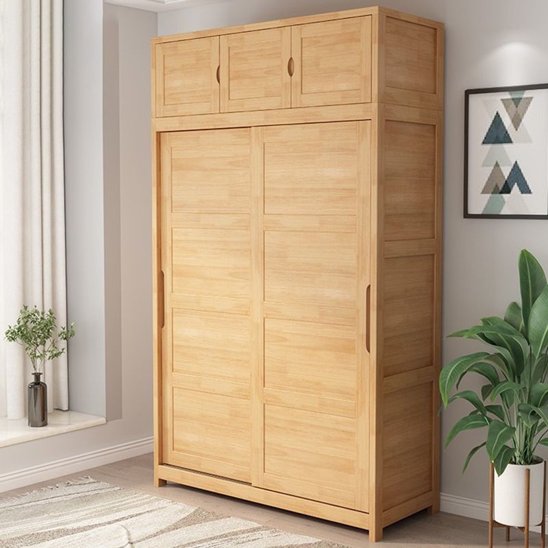 Rubberwood Solid Wood Wardrobe Traditional Freestanding Wardrobe