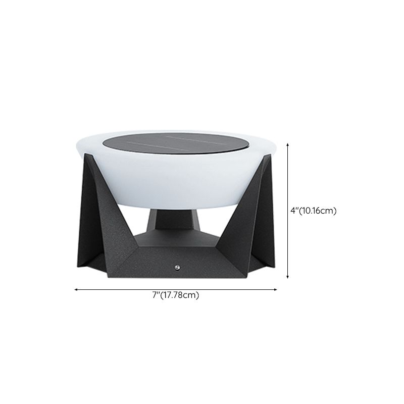 Round Contemporary Waterproof Pillar Light in Black for Courtyard