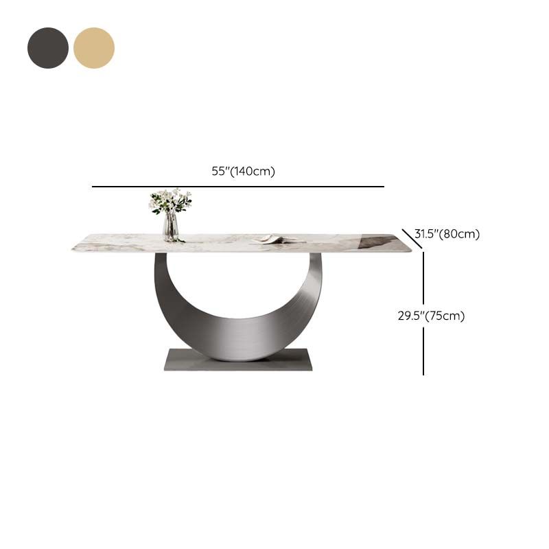 Glam Style Dining Sintered Stone Table Dining Rectangle Table with Metal Legs