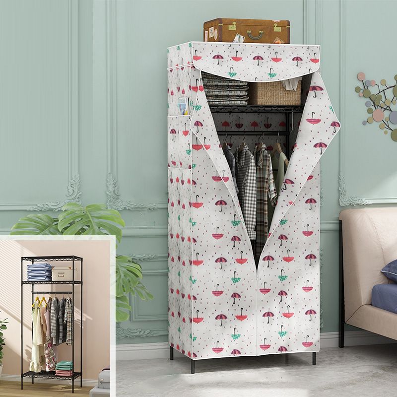 Contemporary Style Wardrobe Metal 1-Door Wardrobe Closet for Bedroom