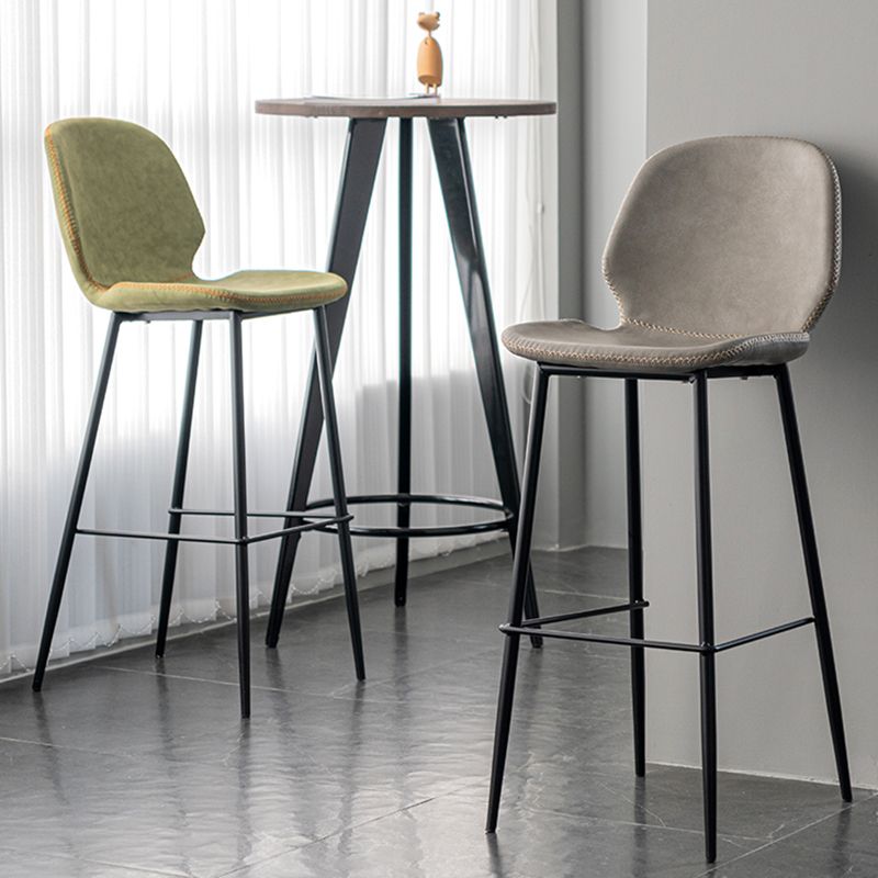 Industrial Indoor Upholstered Low Back Bar Stool with Metal Base