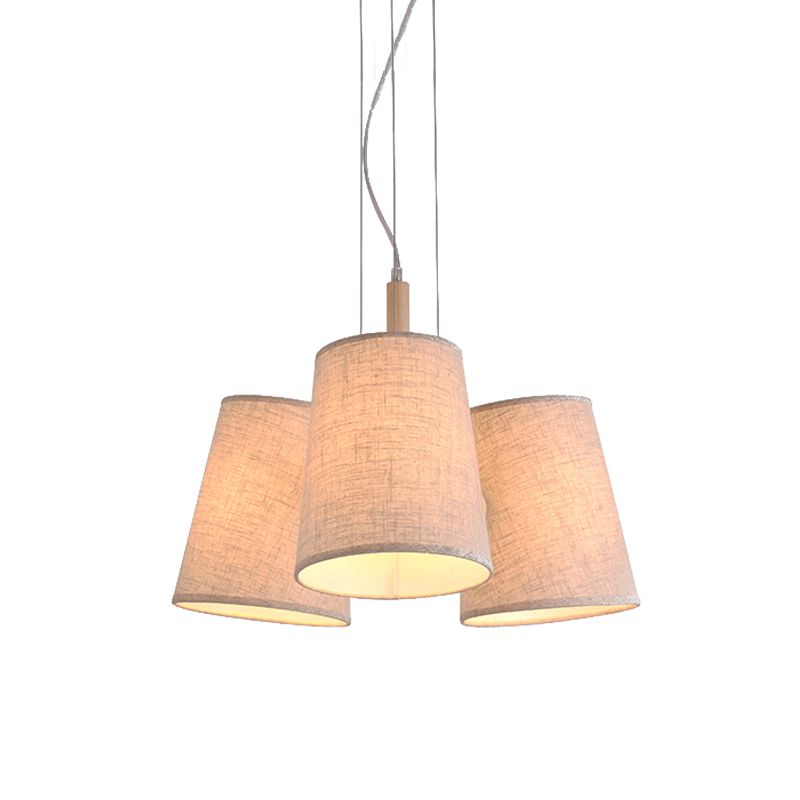 Noordse 3-lichts cluster hanger vlasvat in vorm hangend plafondlicht met stofschaduw voor eetkamer