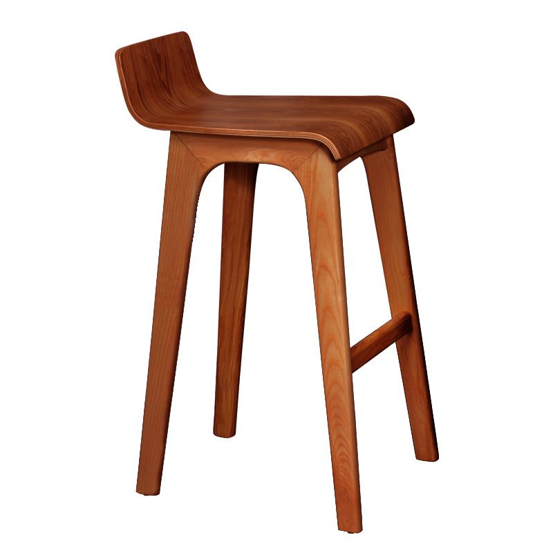 Modern Armless Backrest Counter Stool Wood Bar Stool with Footrest