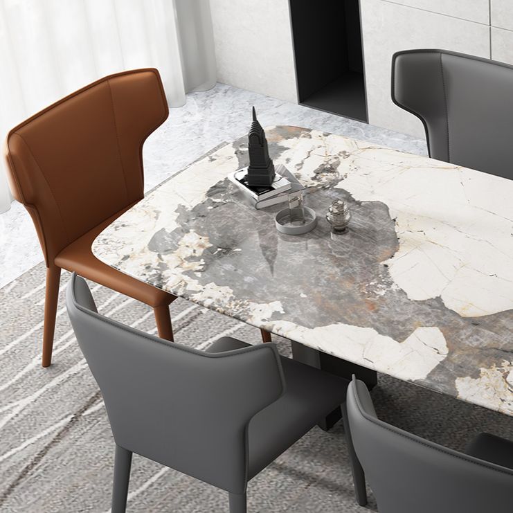 Modern Rectangle Dinette Set 1/4/5/7 Pieces Sintered Stone Top Dining Table Set