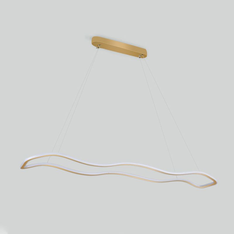 Nordic Modern Metal Chandelier Lamp Linear Gold Island Pendant for Dining Room