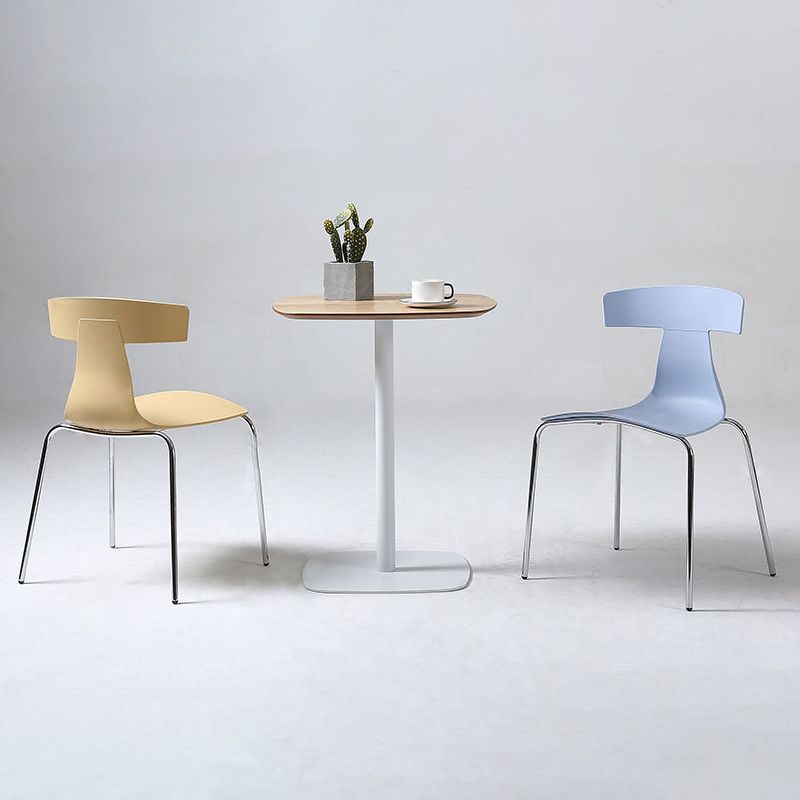 Contemporary Style Metal Chair Set Slat Back Side Kitchen Dining Chair
