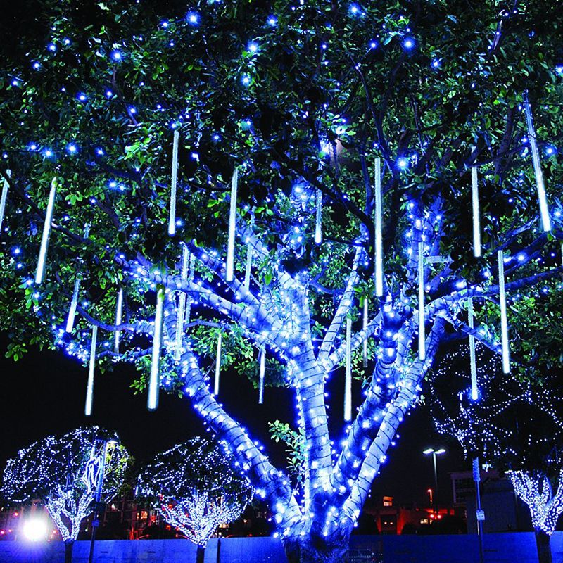 1.5ft Meteor Shower Solar String Light Contemporary 10 Heads Outdoor LED Fairy Lighting