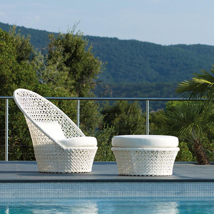 Rattan Outdoor Patio Sofa 27.55" Wide Tropical Patio Sofa with Cushions