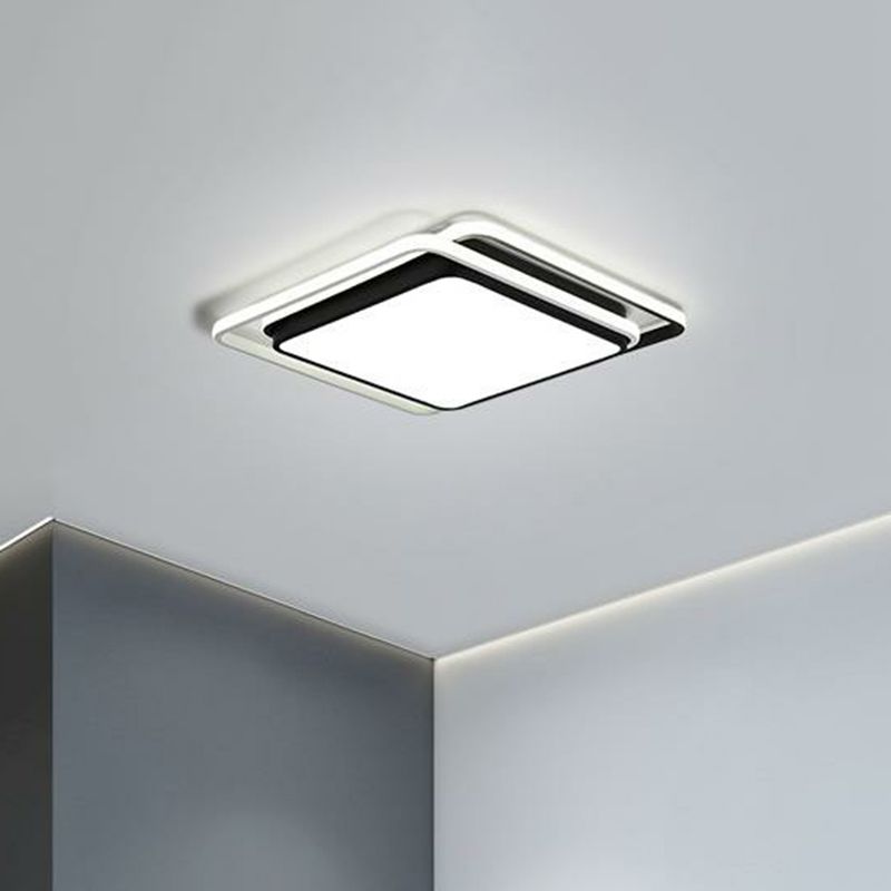 Squared Shape Bedroom Flush Mount Lighting Acrylic Minimalist LED Flush Mount Fixture