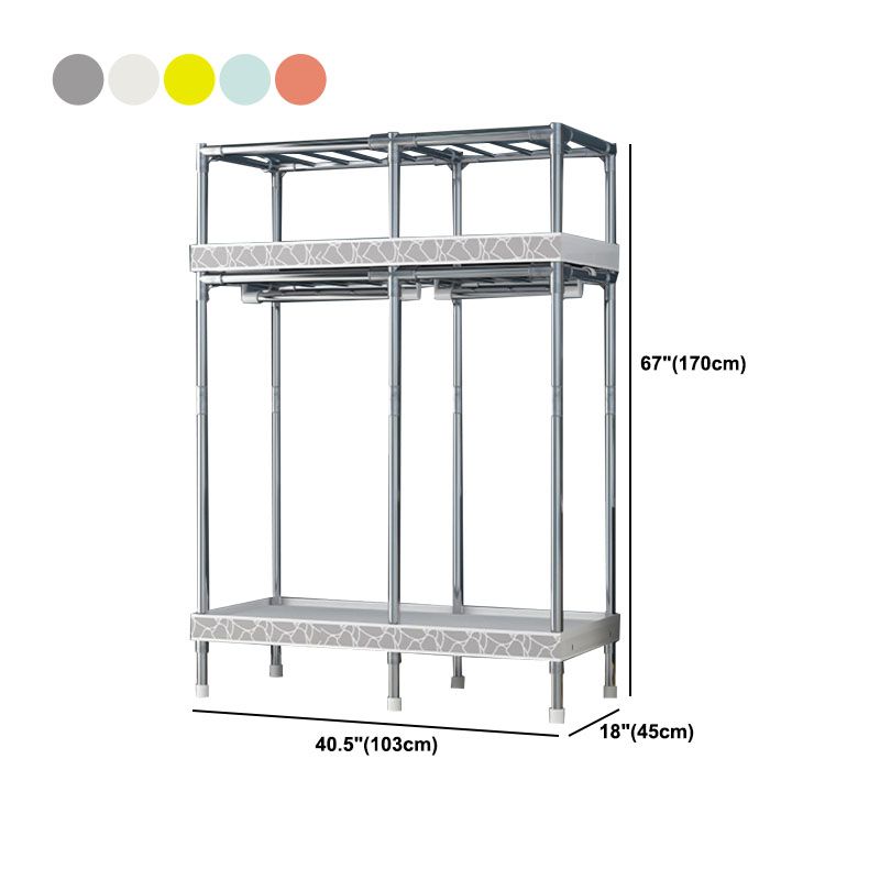 Contemporary Style Steel Wardrobe 2 Shelves Wardrobe Closet for Home
