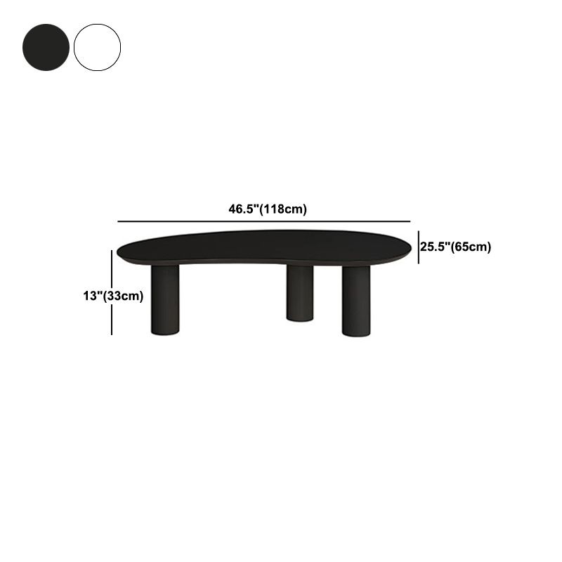 Minimalist Wood 3 Legs Coffee Table 13" H Cloud-Shaped Cocktail Table