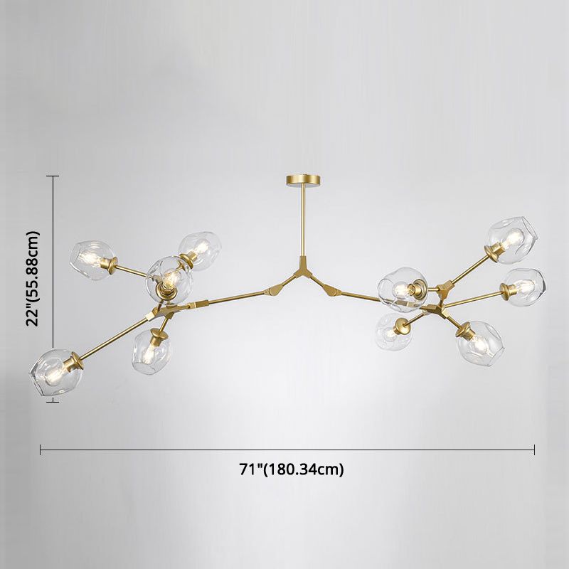 Apparecchi di illuminazione del lampadario ramificati Luce di sospensione in vetro moderno per soggiorno