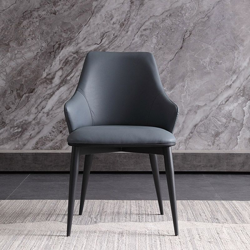 Industrial Style Arm Chair Metal Solid Back Dining Room Chair for Home