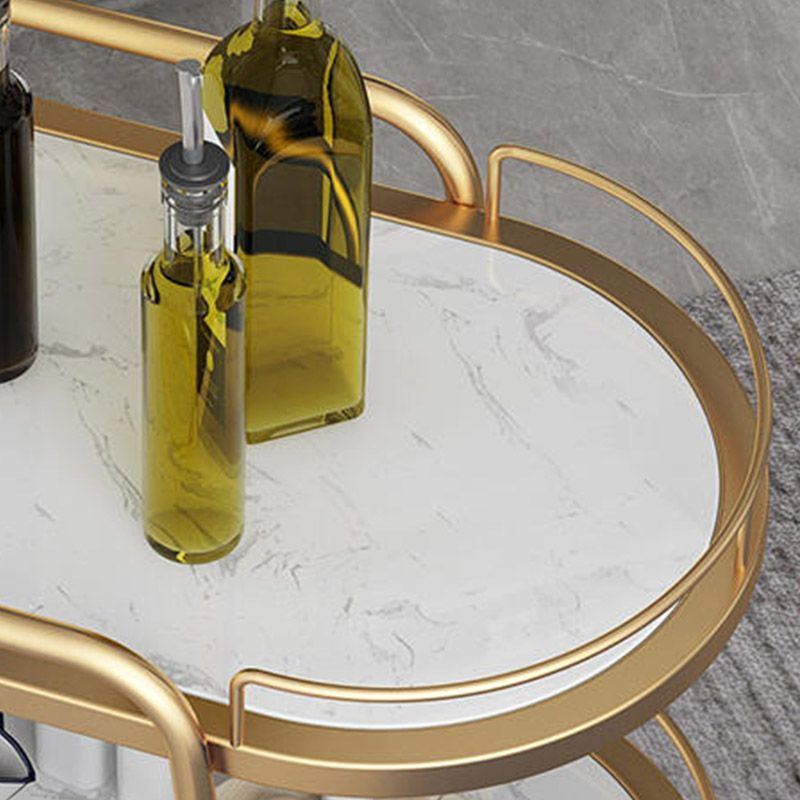 Rolling Modern Prep Table Home Dining Marble Kitchen Trolley