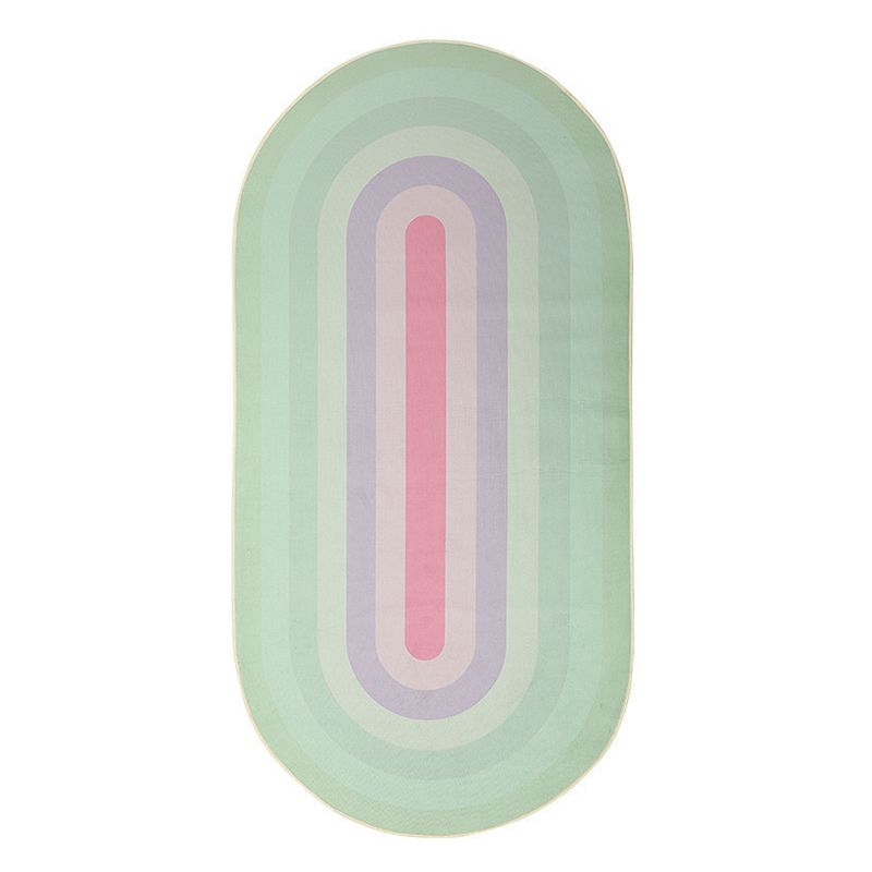 Light Green Contemporary Rug Polyester Striped Rug Washable Rug for Home Decor