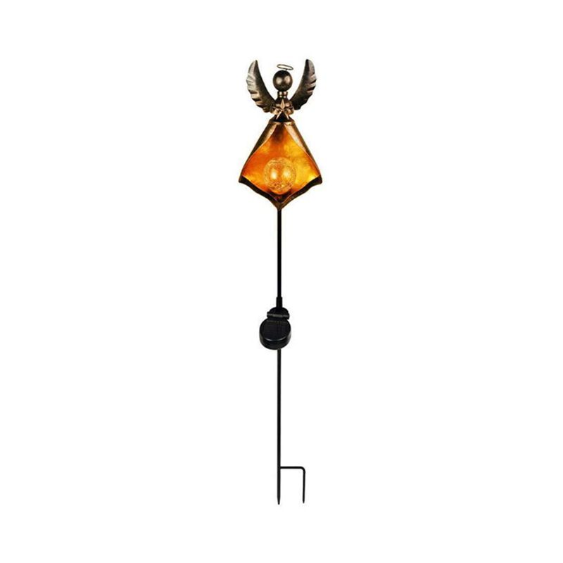 Black Cut out Solar Landscape Light Art Decor Metal LED Stake Lighting for Backyard