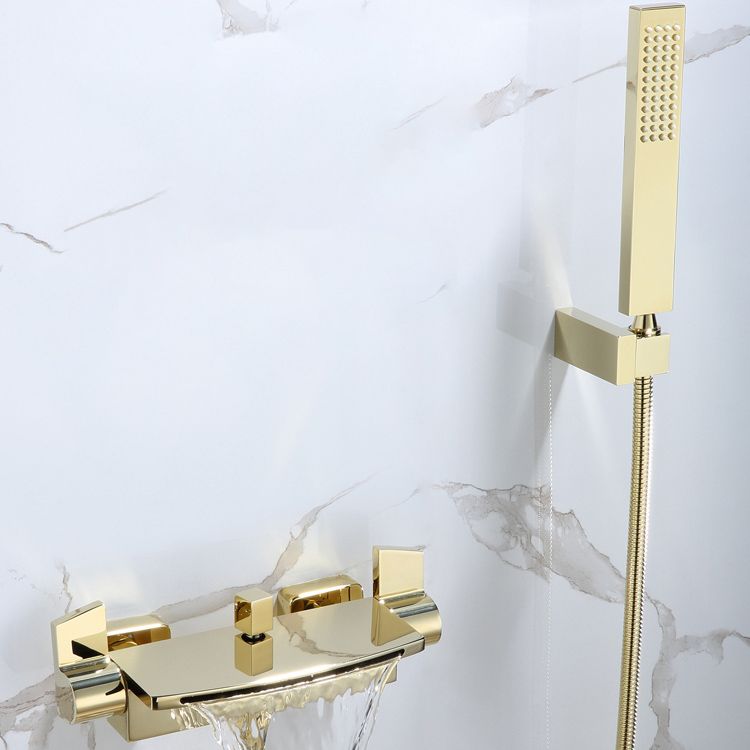 Modern Tub Faucet Trim Copper with Diverter and Hose Wall Mounted Bath Filler