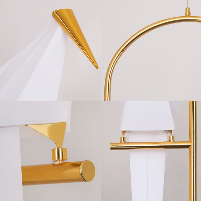 Bird Shaped Plastic Island Pendant Light Modern Style 3/4/5 Lights Golden Hanging Light Fixture for Bedroom