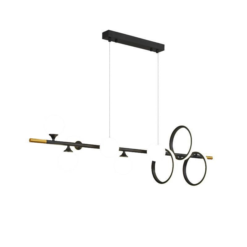 9-Light Black Kitchen Island Lighting Modernism Metal Shaded Ceiling Light