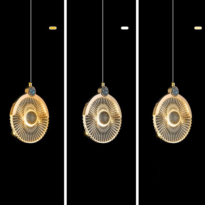 Round Shape Hanging Lights Modern Style Metal Hanging Light Fixtures in Gold