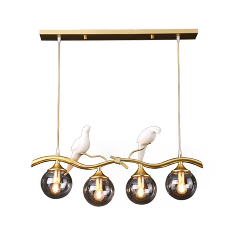 Nordic Modern Island Lamp Round Glass Shade Chandelier Light Fixture for Dining Room