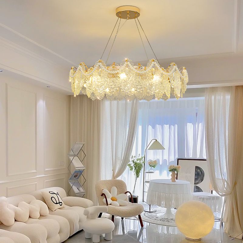 Modern Metal Ceiling Lamp Geometric Shape Island Light with Glass Shade for Bedroom