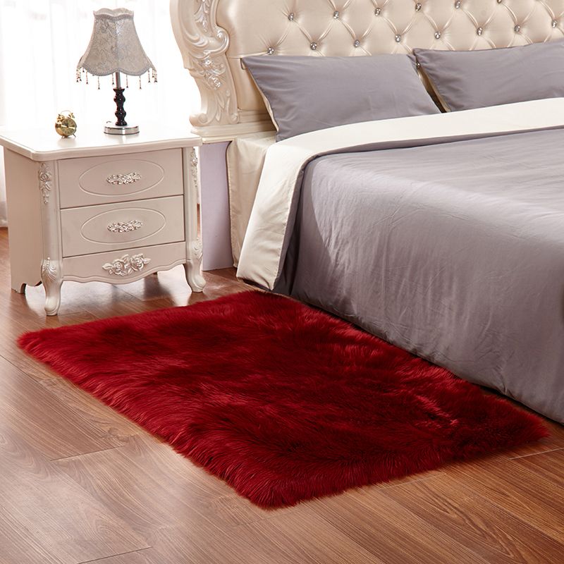 Multi Colored Solid Color Rug Shag Simple Carpet Pet Friendly Non-Slip Area Rug for Living Room